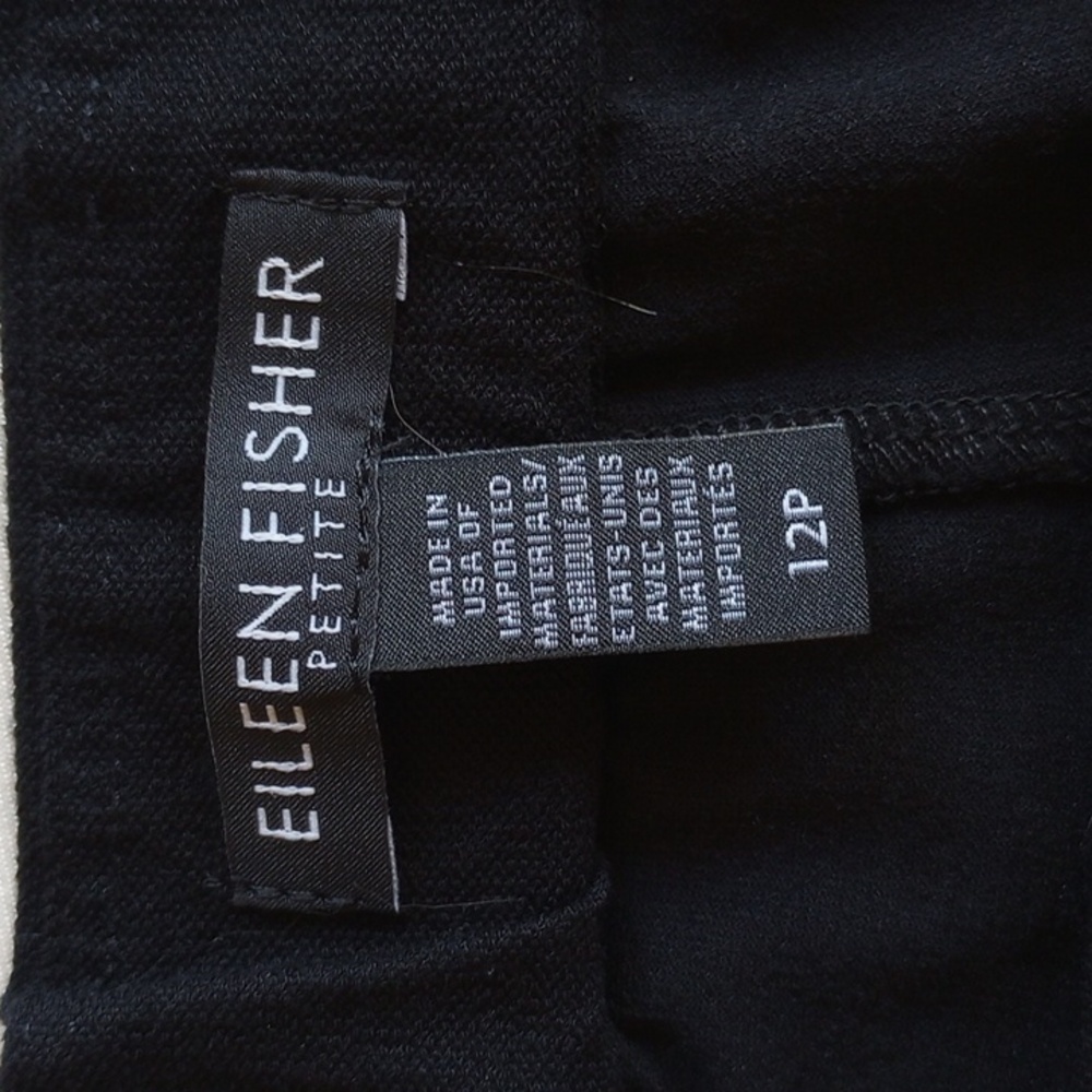Eileen Fisher Petite Jersey Viscose Cropped Crepe Wide Leg Pants 12P Black - Picture 4 of 9